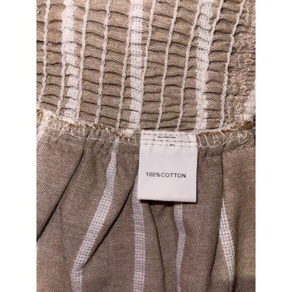 Polly 100% Cotton Tan & White Stripes Bandeau / Crop Top -Size 2 - Picture 15 of 16
